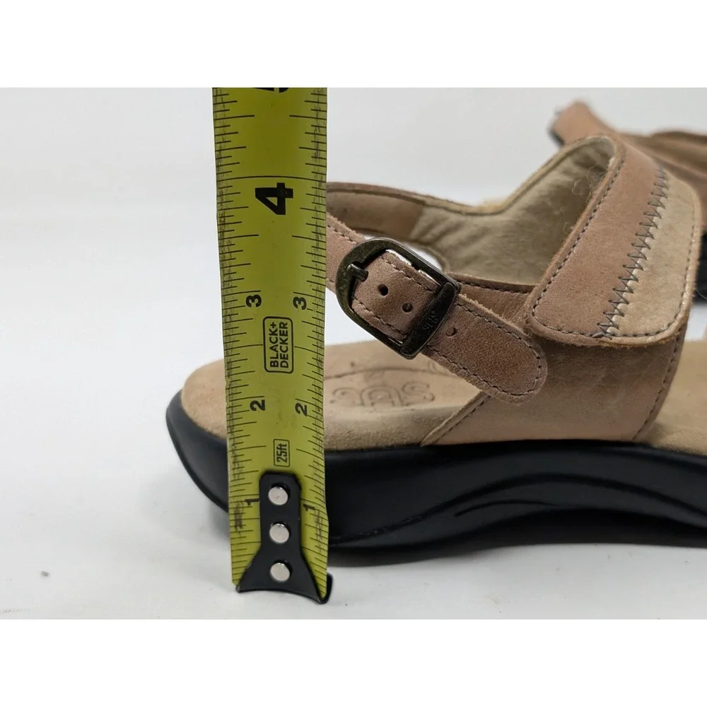 SAS Nudu Strappy Leather Slingback Comfort Sandals Womens Shoes Size 8 M Beige